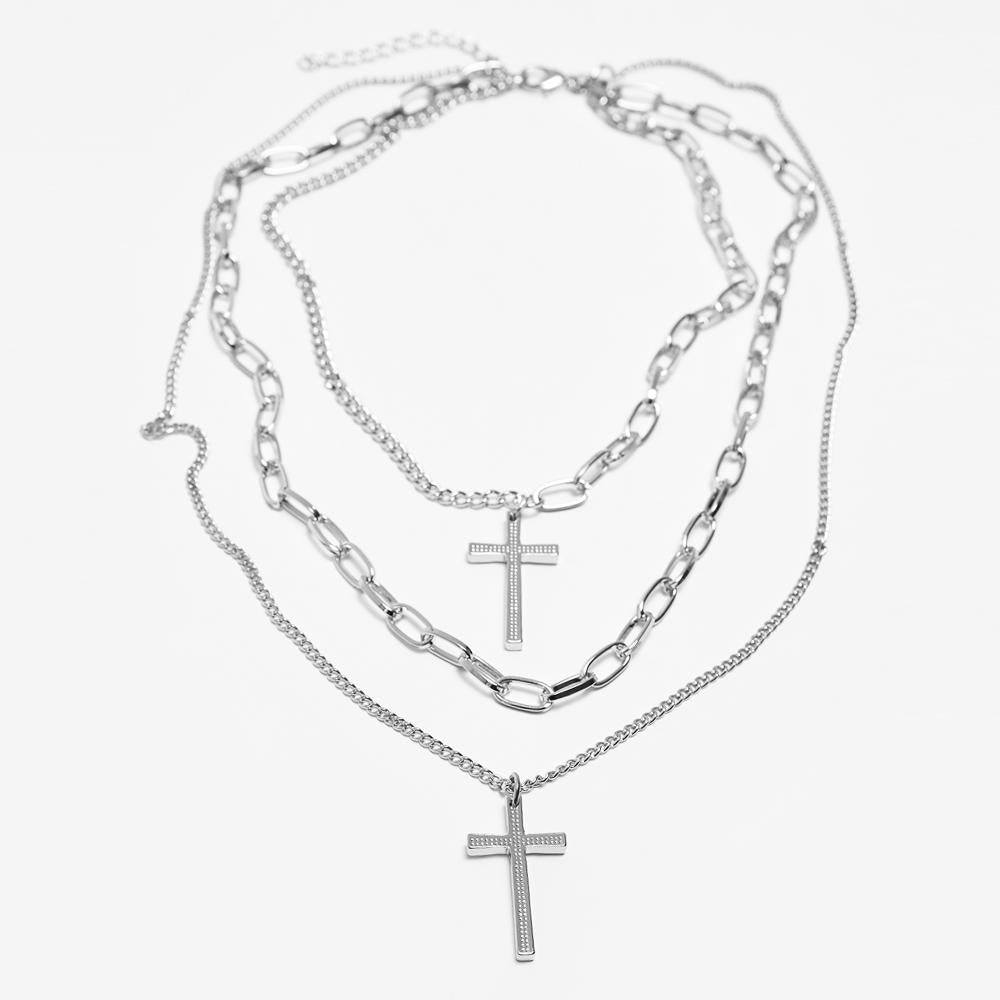 Urban Classics Layering Cross Necklace silver - Shop-Tetuan