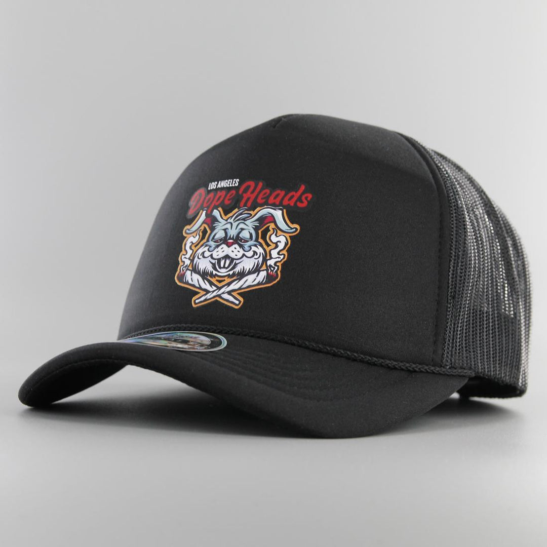 Naughty League LA Dope Heads curved trucker black - Shop-Tetuan