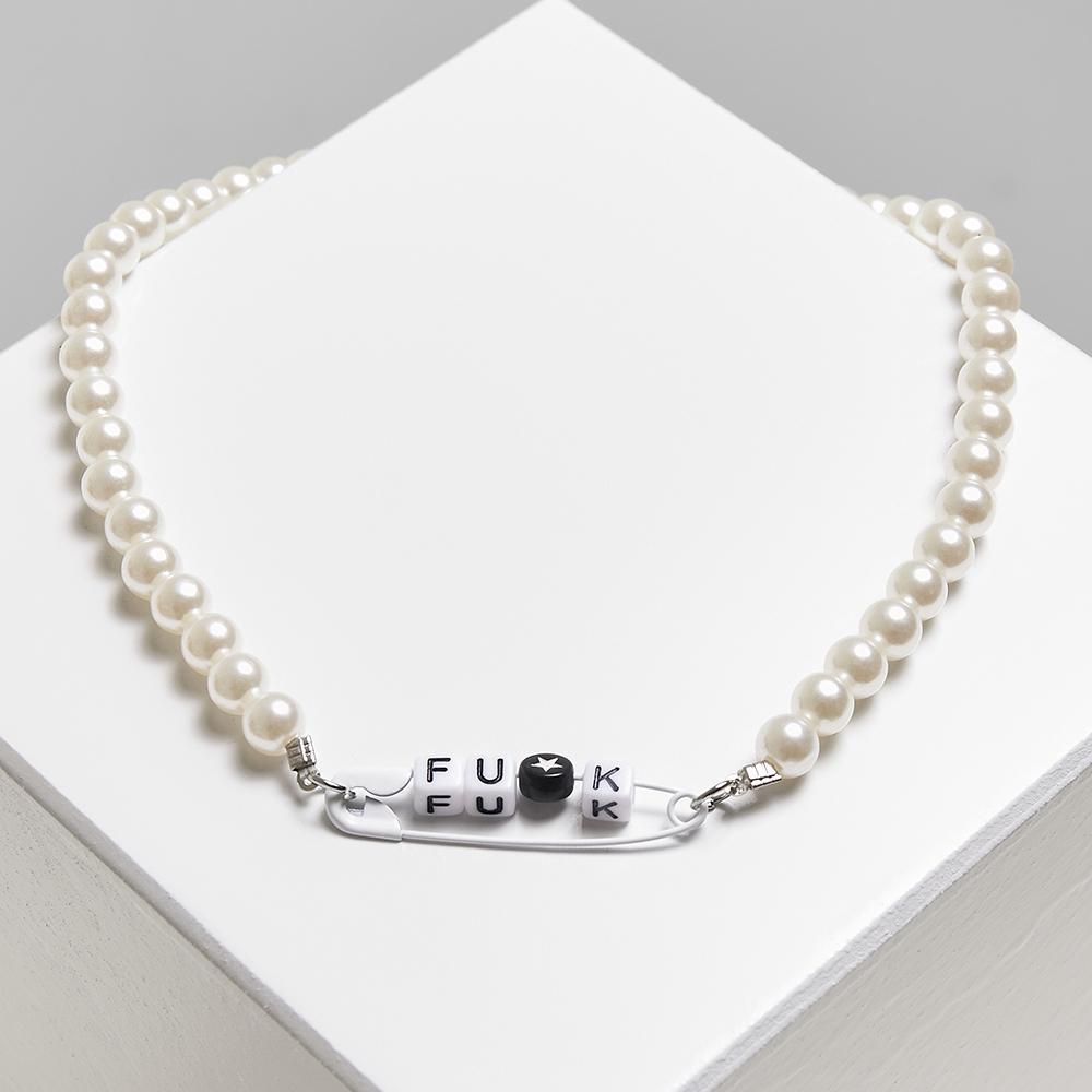 Urban Classics Pearl Fuck Necklace pearlwhite - Shop-Tetuan