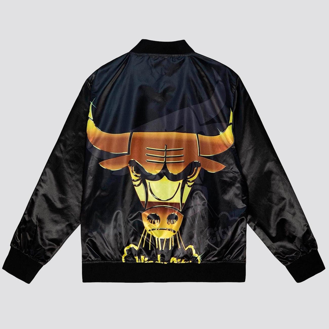 Mitchell & Ness NBA Big Face 4.0 Satin jacket C Bulls black - Shop-Tetuan