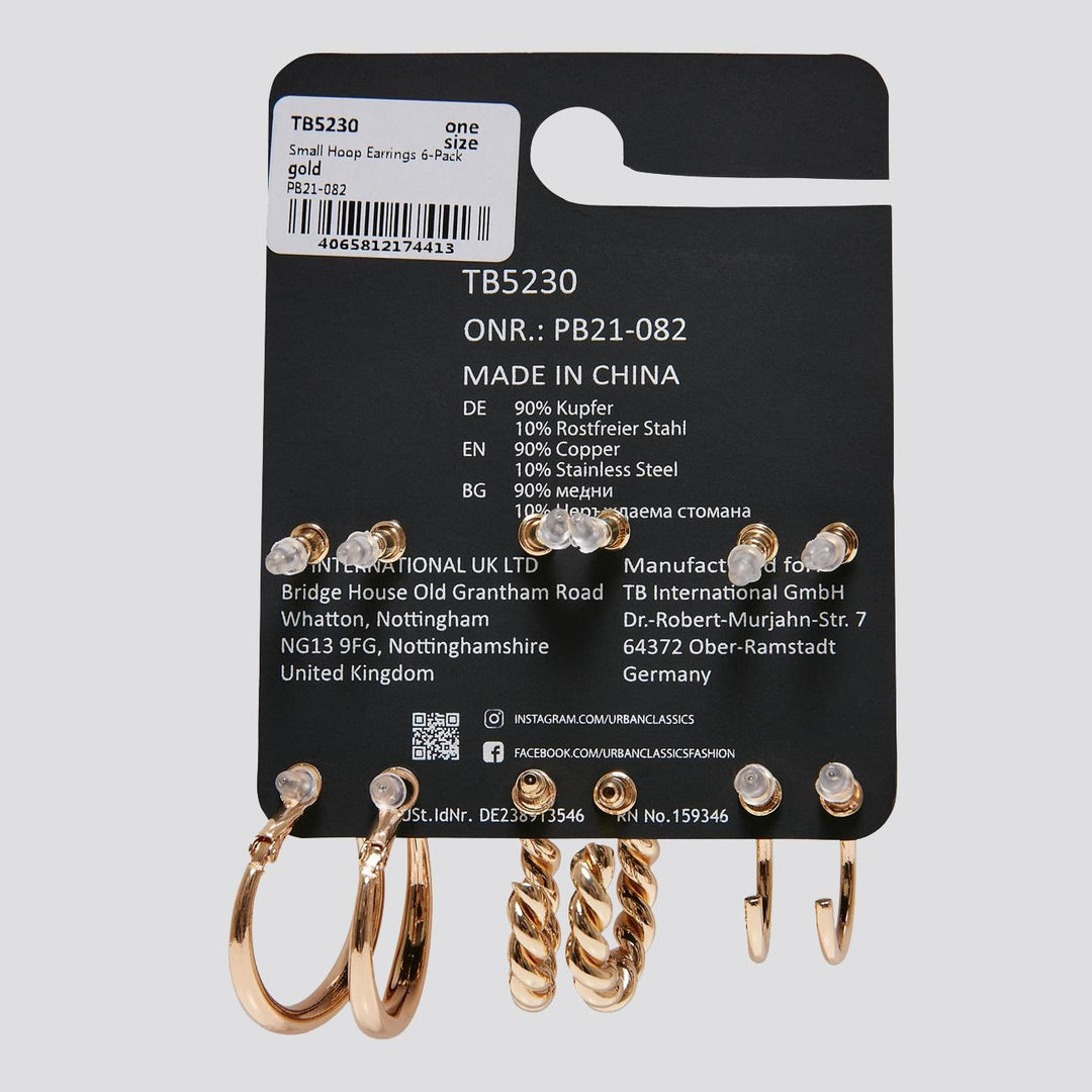 Urban Classics Small Hoop Earrings 6-Pack gold - Shop-Tetuan