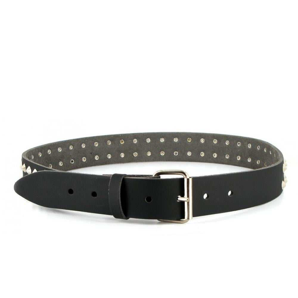 Conical Studded leather belt 2 row black - Shop-Tetuan