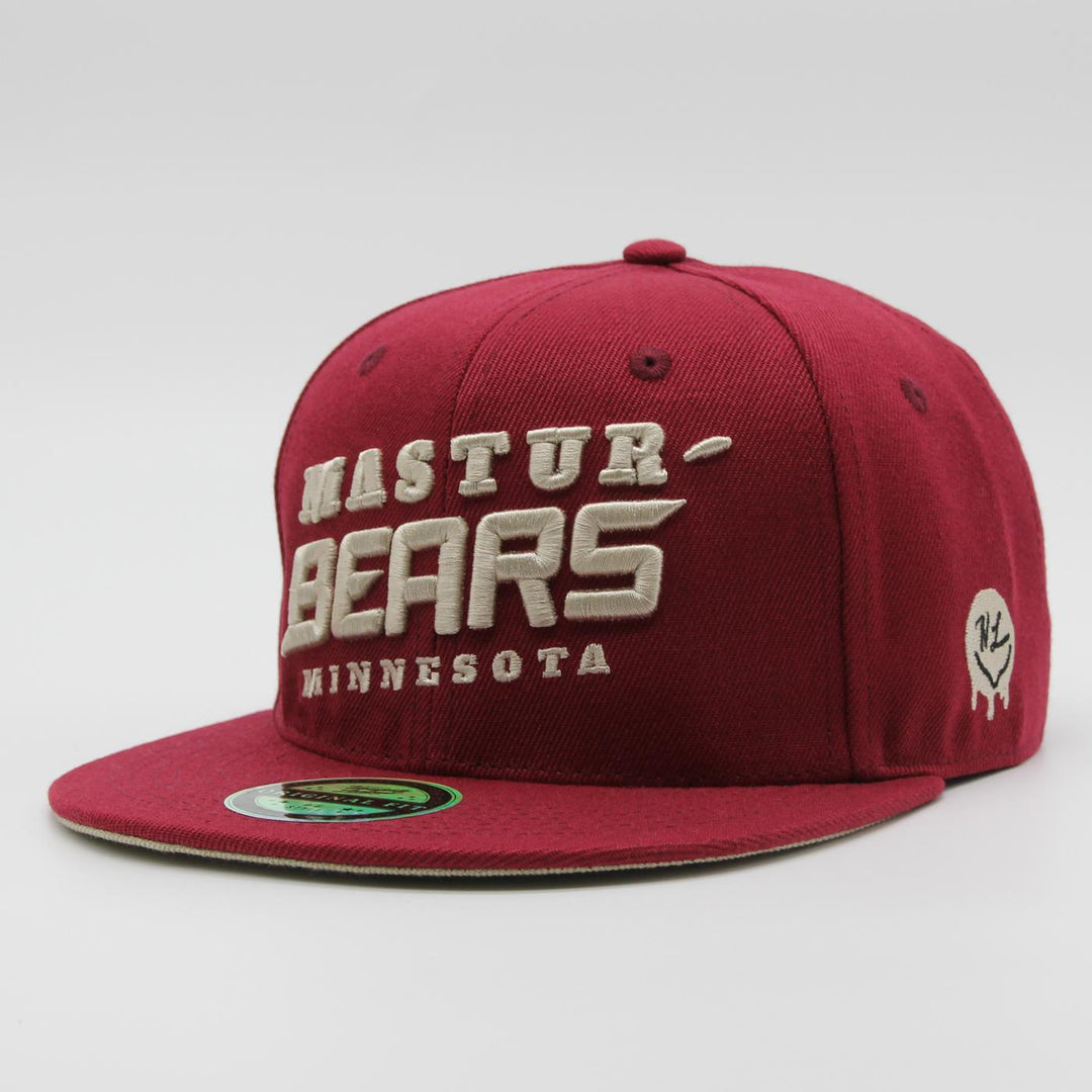 Naughty League Minnesota Masturbears Text Logo fitted burgundy - Shop-Tetuan