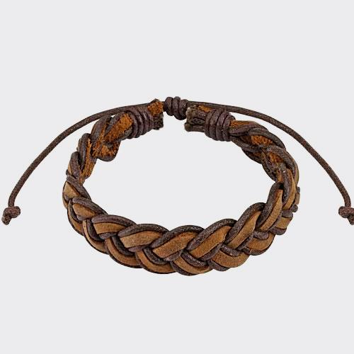 Mermaid Braided Leather Bracelet with Drawstrings brown - Shop-Tetuan