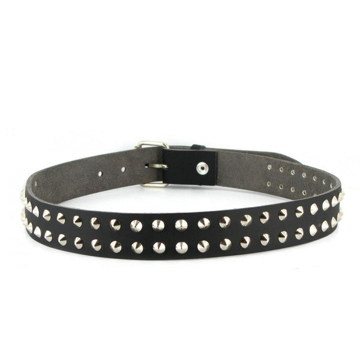 Conical Studded leather belt 2 row black - Shop-Tetuan