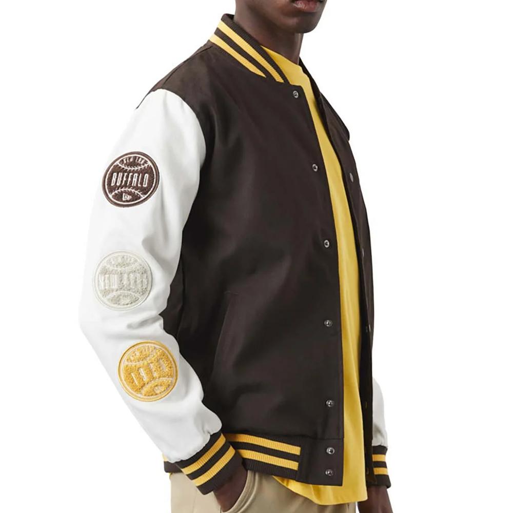 New Era Heritage Varsity jacket brown/off white - Shop-Tetuan