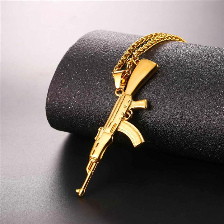 AK-47 Rifle Necklace steel/gold - Shop-Tetuan