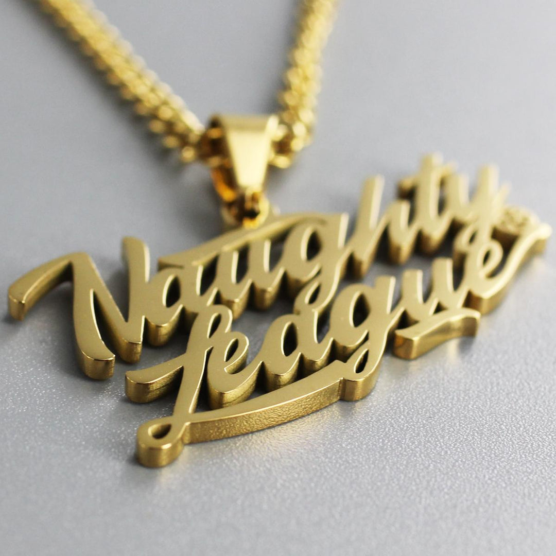 Naughty League Branded Logo Necklace steel/gold - Shop-Tetuan