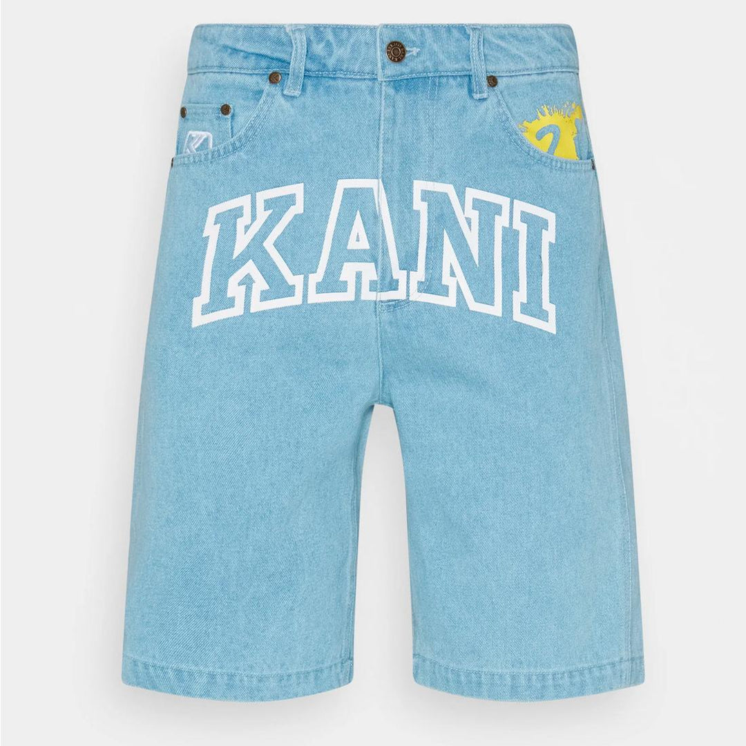 Karl Kani Serif Denim Shorts bleached blue - Shop-Tetuan