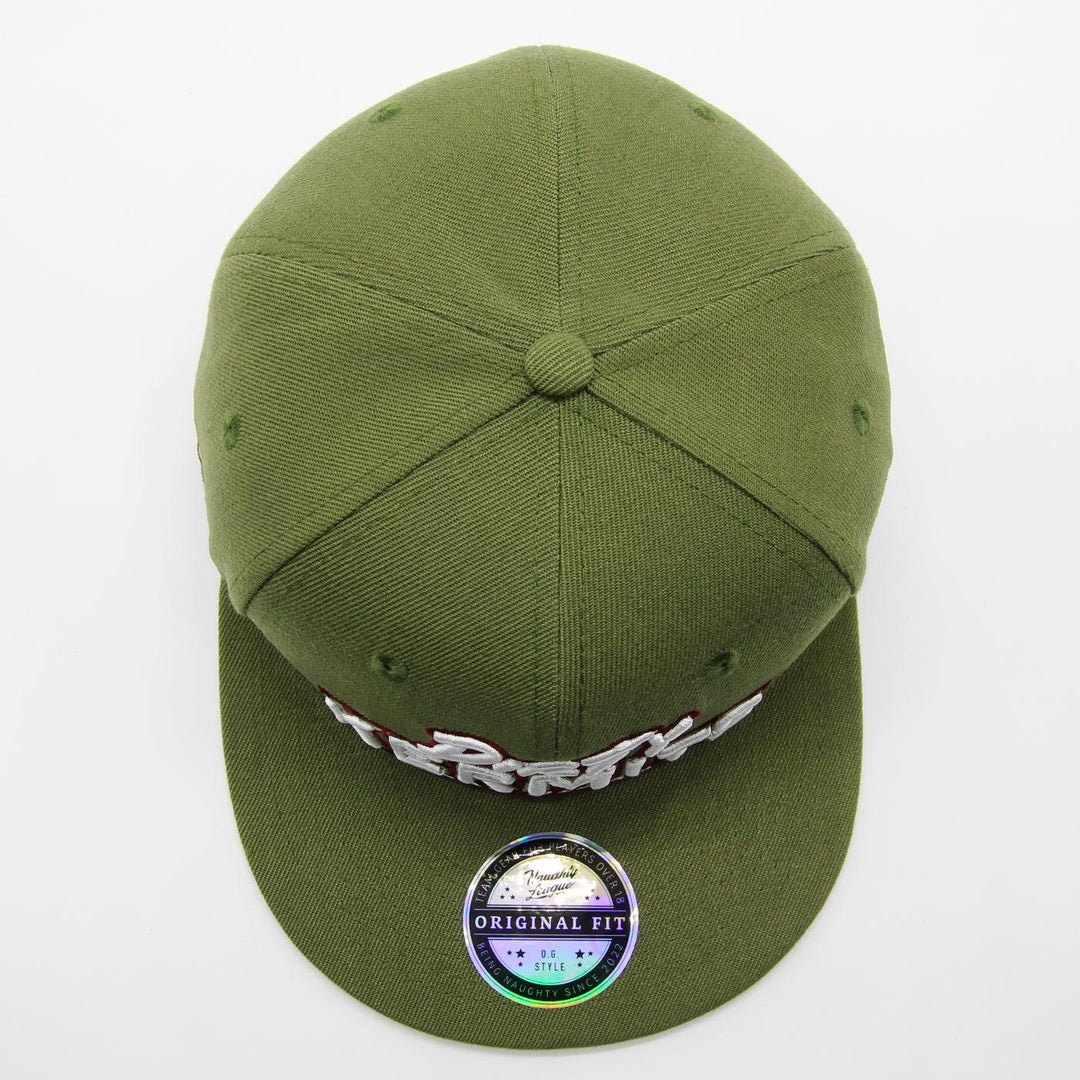 Naughty League San Diego Dirty Kermits Text Logo snapback olive - Shop-Tetuan