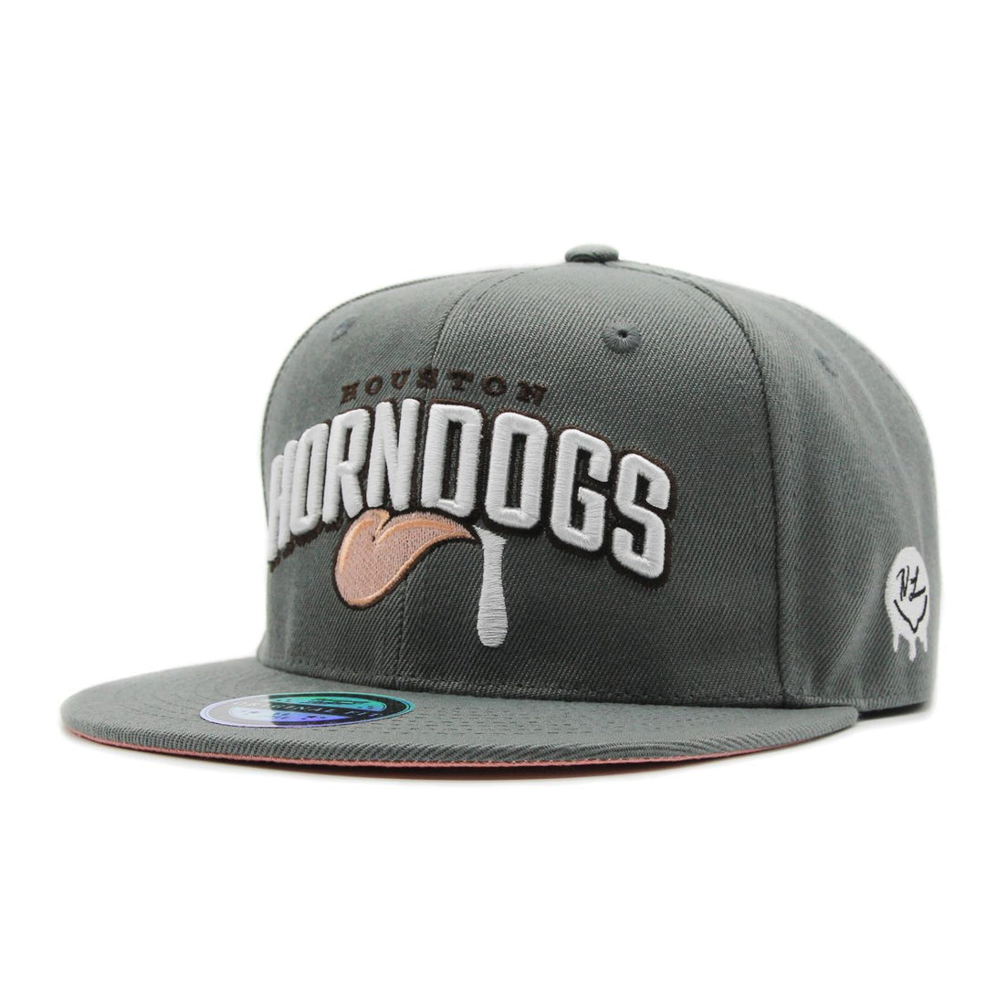 Naughty League Houston Horndogs Text Logo fitted grey - Shop-Tetuan